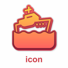 Gold Cruise ship icon isolated on white background. Travel tourism nautical transport. Voyage passenger ship, cruise liner. Worldwide cruise. Vector