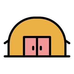Industrial hangar icon. Outline industrial hangar vector icon color flat isolated