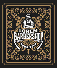 Vintage Barbershop label in vintage style