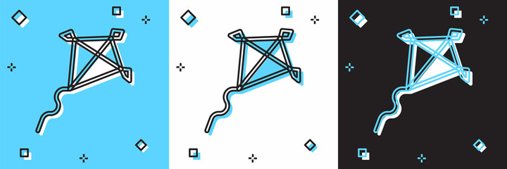 Fototapeta na wymiar Set Kite icon isolated on blue and white, black background. Vector