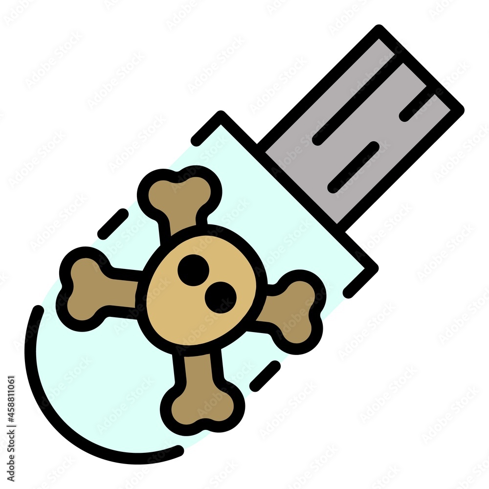 Poster hacker usb flash icon. outline hacker usb flash vector icon color flat isolated