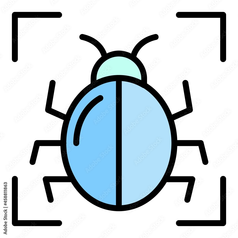 Poster pc bug target icon. outline pc bug target vector icon color flat isolated