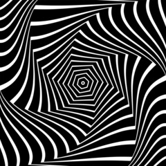 Whirling rotation movement in abstract op art design.