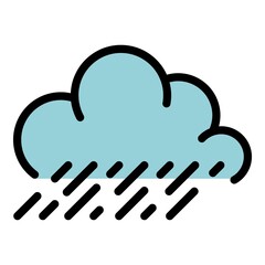 Rainy cloud icon. Outline rainy cloud vector icon color flat isolated
