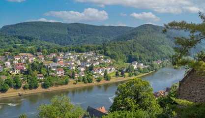 Neckar Blick über Ersheim  zum Odenwald 