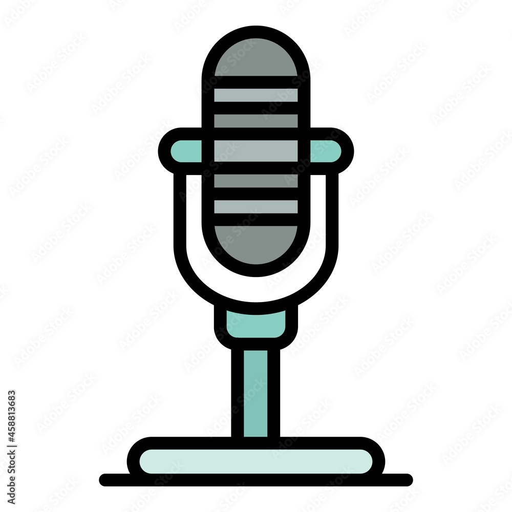 Wall mural Desktop microphone icon. Outline desktop microphone vector icon color flat isolated - Wall murals