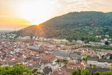 Fototapeta na wymiar Sonnenuntergang Panorama über Heidelberg