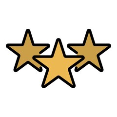 Three stars icon. Outline three stars vector icon color flat isolated