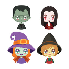 Obraz na płótnie Canvas Collection of four Halloween characters