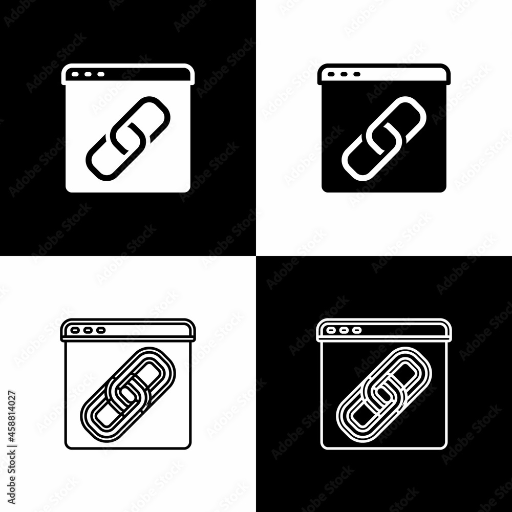 Poster set browser window icon isolated on black and white background. vector