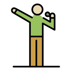 Rapper on stage icon. Outline rapper on stage vector icon color flat isolated