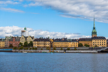 Fototapeta na wymiar View of Gamla Stan, sea and Stockholm old town