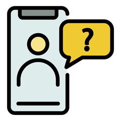 Smartphone bot icon. Outline smartphone bot vector icon color flat isolated