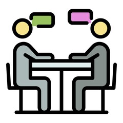 Cafe discussion icon. Outline cafe discussion vector icon color flat isolated