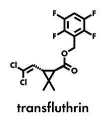 Transfluthrin insecticide molecule. Skeletal formula.