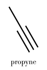 Propyne molecule. Skeletal formula.