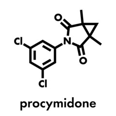 Procymidone pesticide molecule. Skeletal formula.