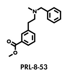 PRL-8-53 nootropic research chemical molecule. Skeletal formula.