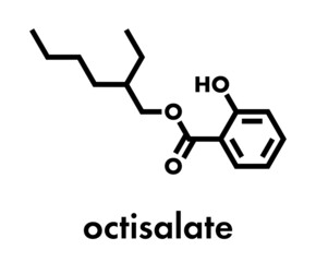 Octyl salicylate (octisalate) sunscreen molecule (UV filter). Skeletal formula.