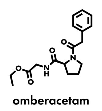 Omberacetam nootropic drug molecule. Skeletal formula.