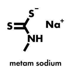 Metam sodium pesticide molecule. Skeletal formula.