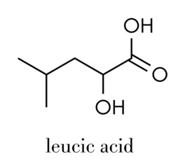 Leucic acid or HICA molecule. Skeletal formula.