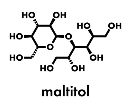 Maltitol sugar alcohol sweetener molecule. Skeletal formula.