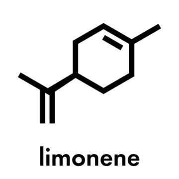 Limonene (D-limonene) citrus scent molecule. Skeletal formula.