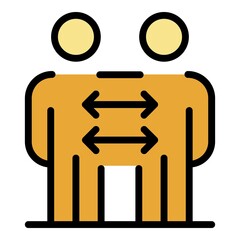 Man cooperation icon. Outline man cooperation vector icon color flat isolated