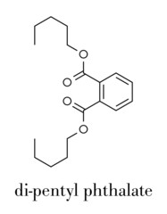 Di-n-pentyl phthalate (DNPP) plasticizer molecule. Skeletal formula.