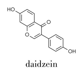 Daidzein isoflavone molecule. Skeletal formula.