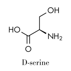 D-serine amino acid molecule. Enantiomer of L-serine. Skeletal formula.