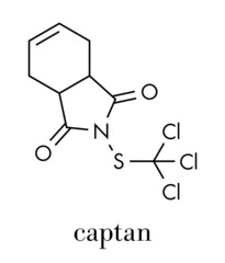 Captan fungicide molecule.. Skeletal formula.