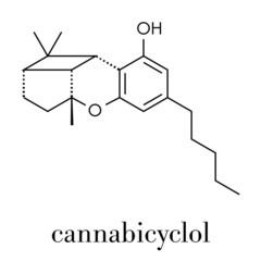 Cannabicyclol or CBL cannabinoid molecule. Skeletal formula.