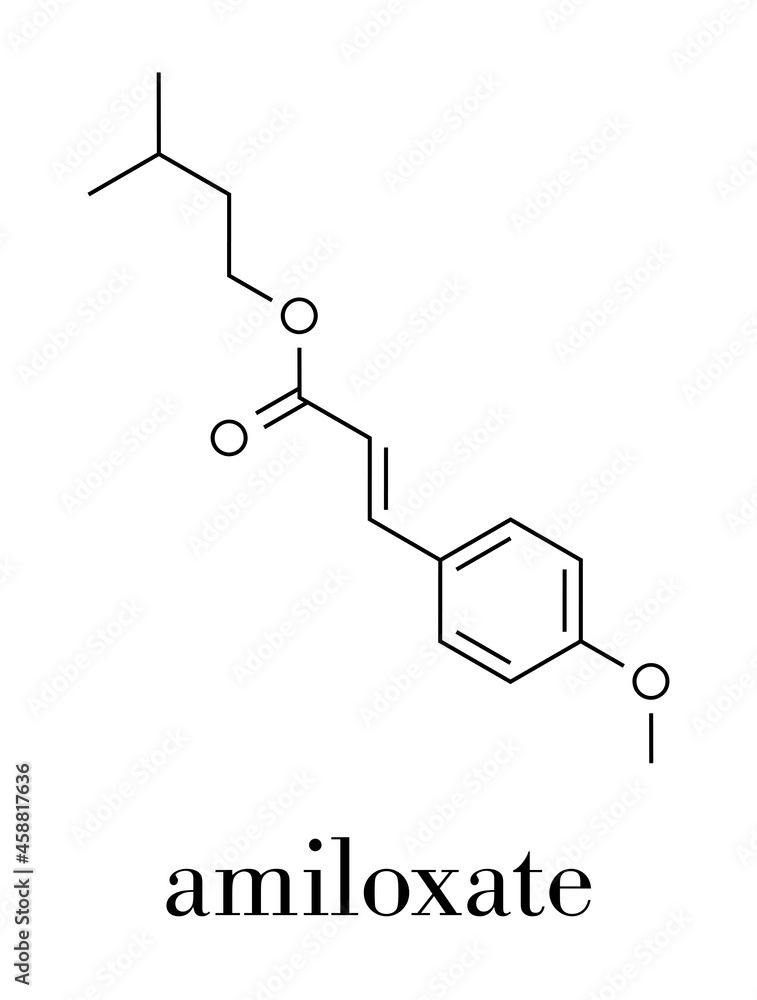 Wall mural Amiloxate sunscreen molecule (UV filter). Skeletal formula.