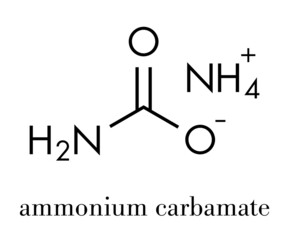 Ammonium carbamate, chemical structure. Skeletal formula.