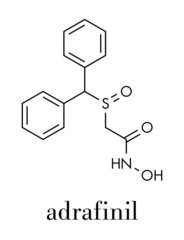 Adrafinil drug molecule (withdrawn). Skeletal formula.