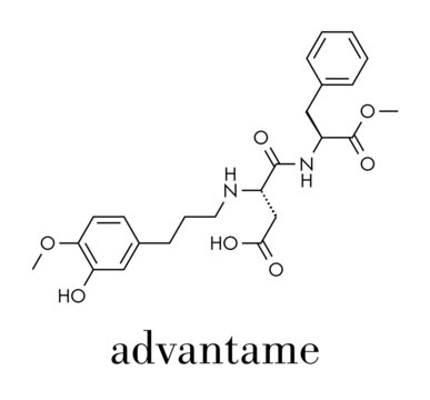 Advantame (E969) sugar substitute molecule. Skeletal formula.