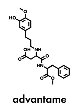 Advantame (E969) sugar substitute molecule. Skeletal formula.