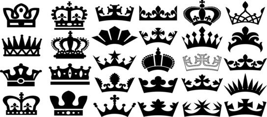 set of crowns, Crown icons set. Crown symbol collection