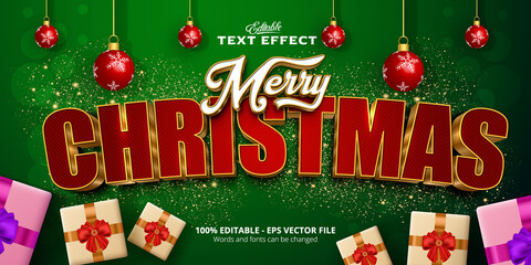 Merry Christmas  text, golden style editable text effect