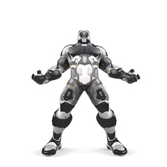 future soldier is looking up on white background