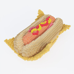 Hot-dog made out of toy bricks. - 458819455