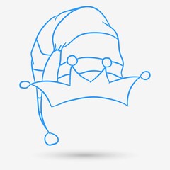 Elf hat doodle isolated object. Vector illustration.