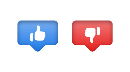 thumbs up or thumb down. Like or dislike with speech bubble - Dos and donts icons - do's and don'ts bubble - true or false - Dos and dont - obrazy, fototapety, plakaty