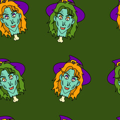 seamless pattern for Halloween with a witch. vector design element for Halloween. the background is with a witch.