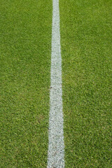 Fototapeta premium White line on the grass at soccer playing field