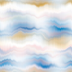 Wavy summer dip dye boho background. Wet ombre color blend for beach swimwear, trendy fashion print. Dripping wave digital watercolor swirl effect. High resolution seamless pattern art material. © Nautical