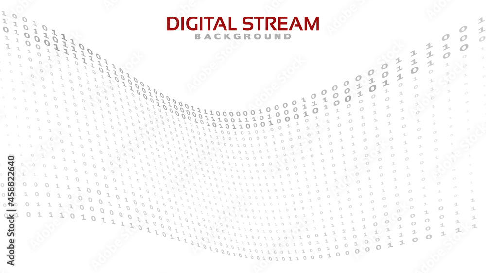 Poster Digital stream. Simple binary code wave by ones and zeros