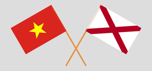 Crossed flags of Vietnam and The State of Alabama. Official colors. Correct proportion